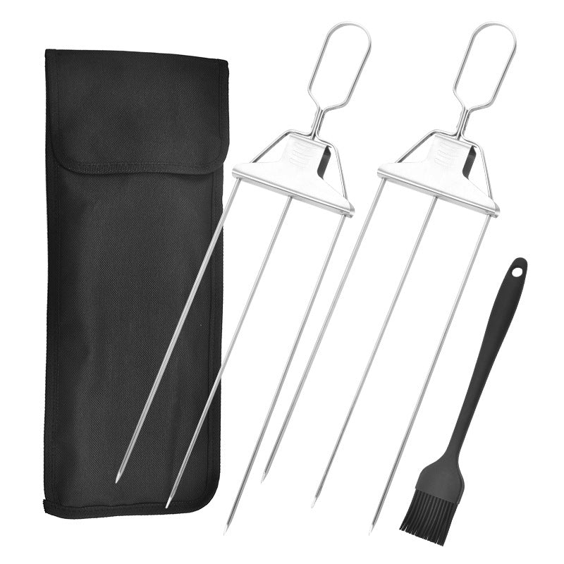 Stainless Steel  Barbecue Skewers With a Bar Slider