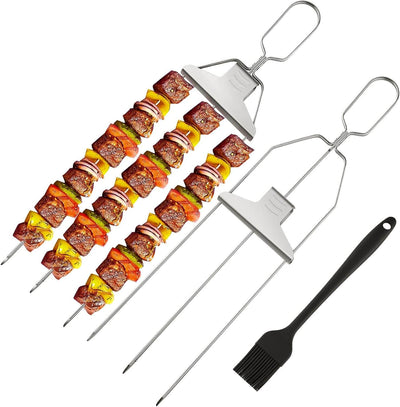 Stainless Steel  Barbecue Skewers With a Bar Slider