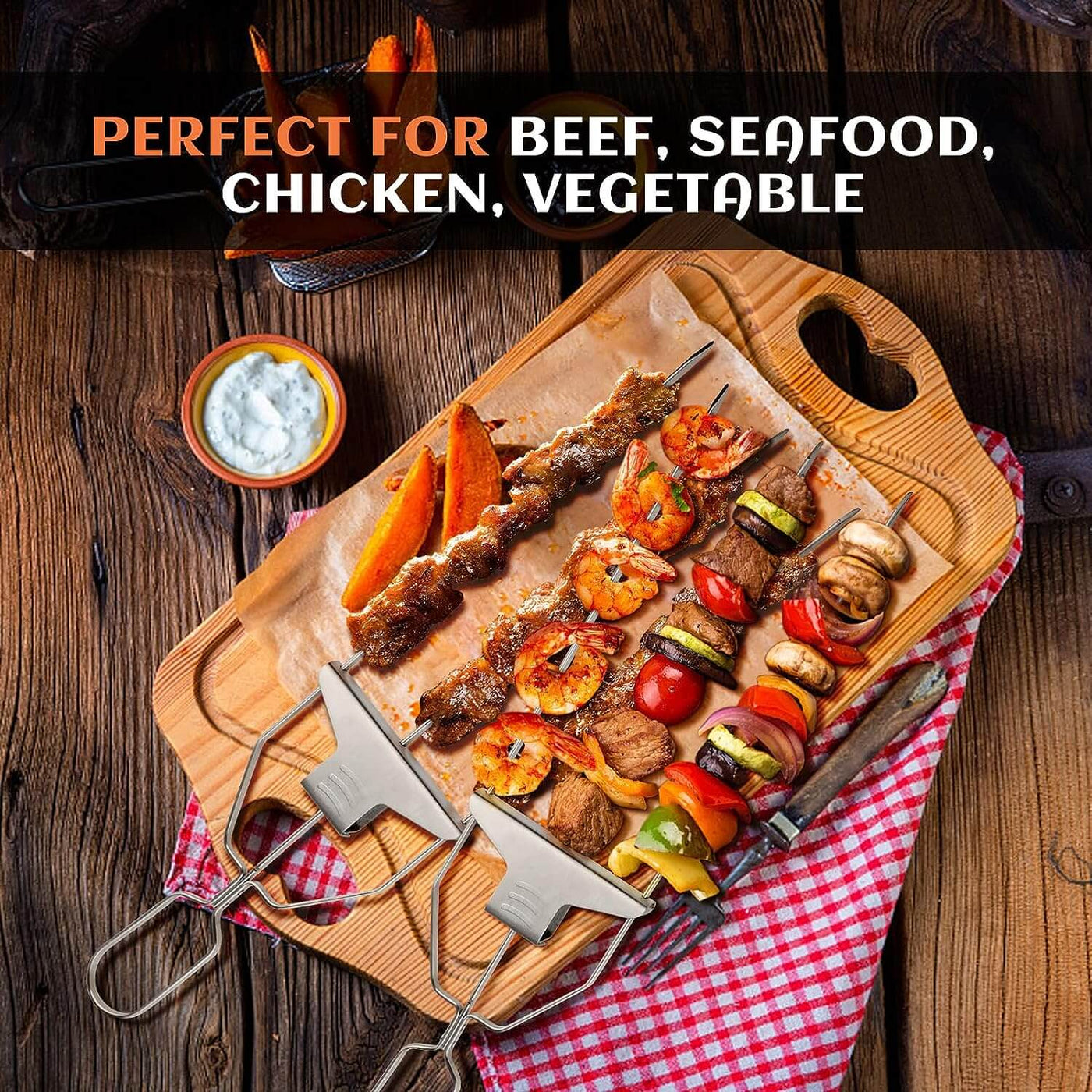 Stainless Steel  Barbecue Skewers With a Bar Slider