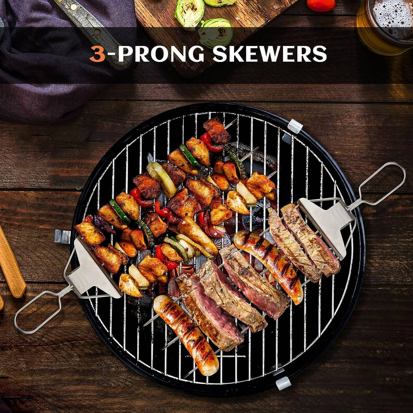 Stainless Steel  Barbecue Skewers With a Bar Slider