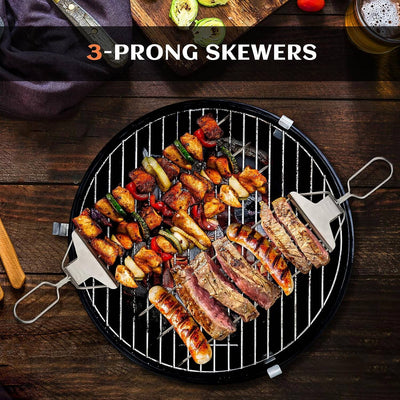 Stainless Steel  Barbecue Skewers With a Bar Slider