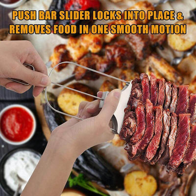 Stainless Steel  Barbecue Skewers With a Bar Slider