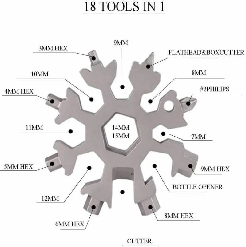 18 in One Multifunctional Snow Flake Wrench And Screwdriver