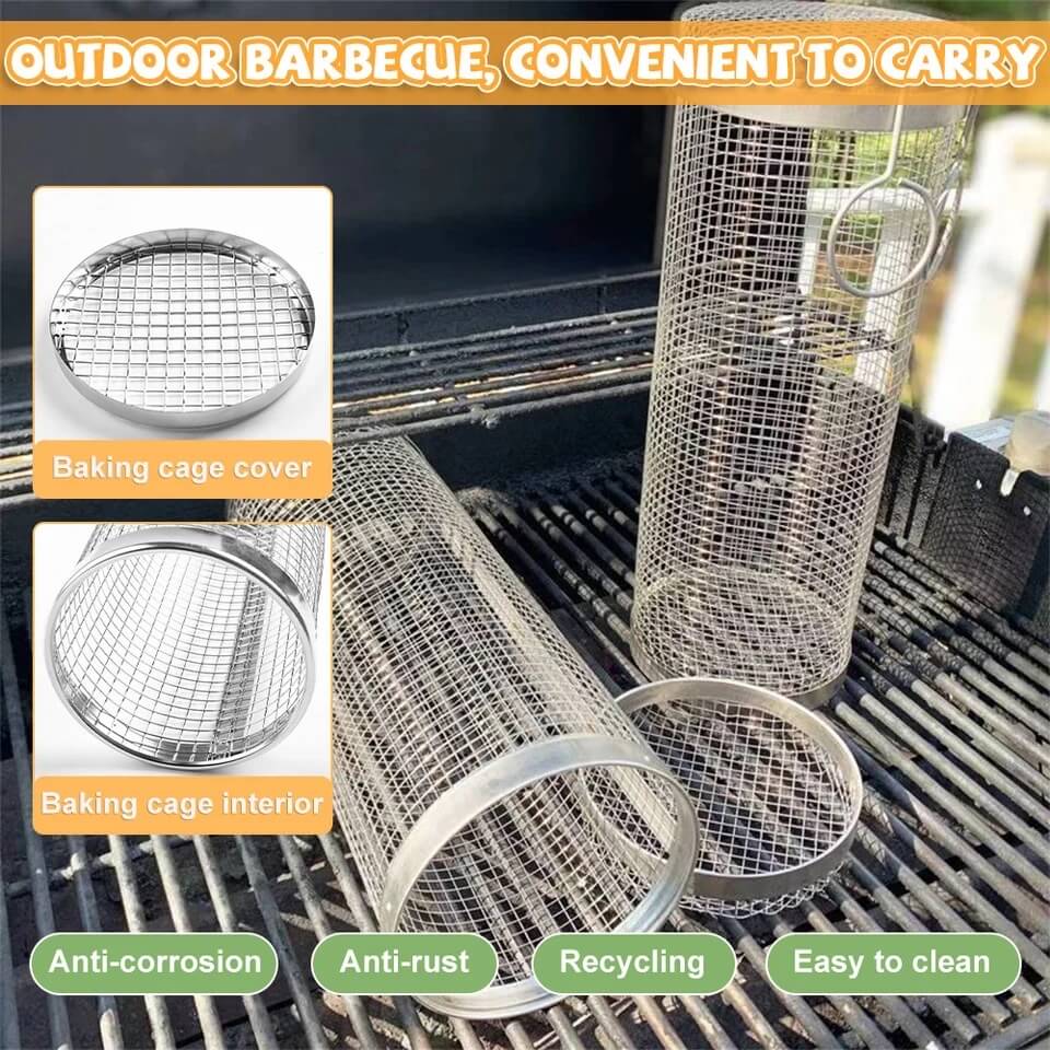 Portable Rolling Grill Basket