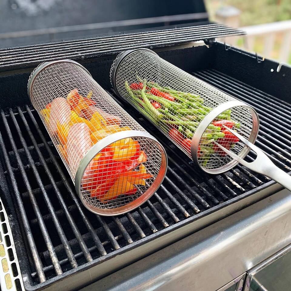 Portable Rolling Grill Basket