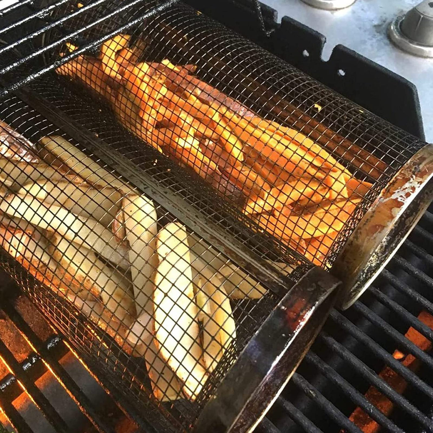 Portable Rolling Grill Basket