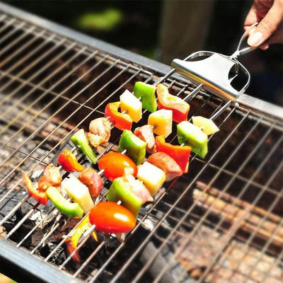 Stainless Steel  Barbecue Skewers With a Bar Slider