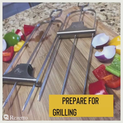 Stainless Steel  Barbecue Skewers With a Bar Slider