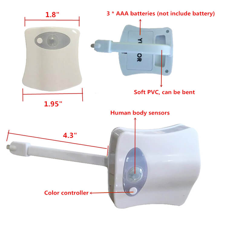 Toilet PIR Motion Sensor Induction LED Night Light